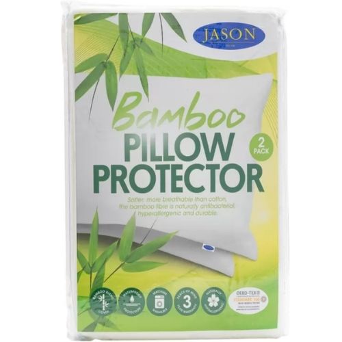 Jason Bamboo Pillow Protector Waterproof Hypoallergenic Pillowcases 2 Pack