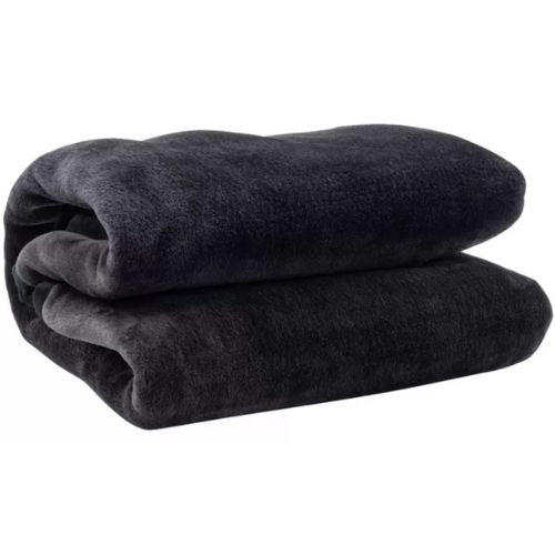 Jason Faux Mink Queen Blanket 500GSM Thick Warm Soft Machine Washable - Charcoal