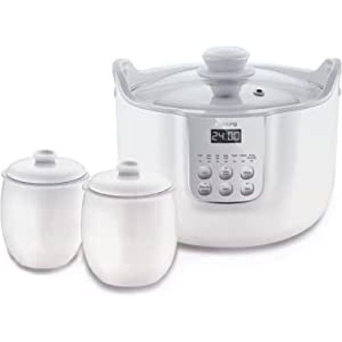 Joyoung White Porcelain Slow Cooker 1.8L with 3 Ceramic Inner Containers