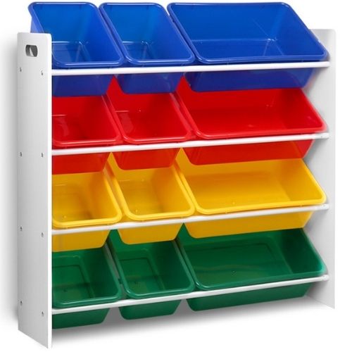 Keezi 12 Plastic Bins Kids Toy Organiser Box Bookshelf Storage Rack Cabinet