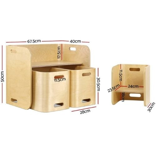 Keezi 3 PC Nordic Kids Table Chair Set Beige Desk Activity Compact Children