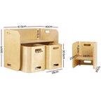 Keezi 3 PC Nordic Kids Table Chair Set Beige Desk Activity Compact Children