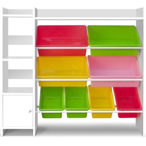 Keezi 8 Plastic Bins Kids Toy Organiser Bin Box Bookshelf Storage Rack Cabinet