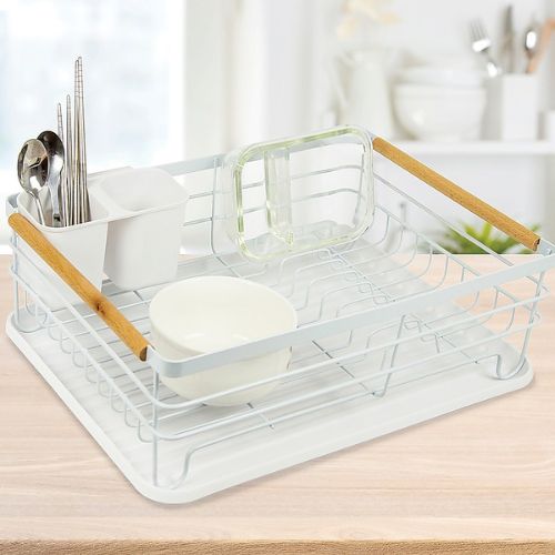 Kitchen Dish Drying Rack with Drainboard and Utensil Holder, Dishes Organiser