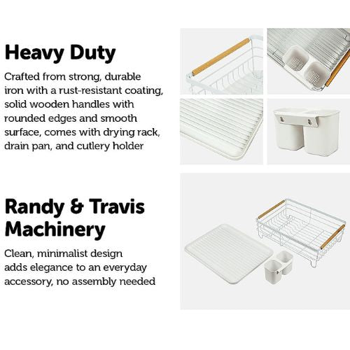 Kitchen Dish Drying Rack with Drainboard and Utensil Holder, Dishes Organiser