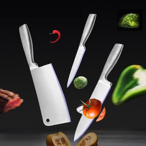 Kitchen Knife Set with Block, 8pcs Stainless Steel Chef Knives Set w/ Sharpener