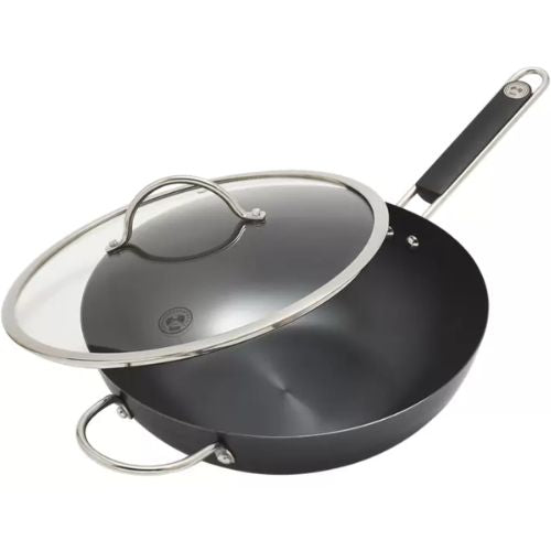 Kuhn Rikon Wok Stir Fry Pan with Glass Lid & Stainless Steel Handle