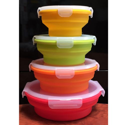 Kuvings Pack & Stack Silicone Collapsible Food Storage Containers 4 Pack - Round