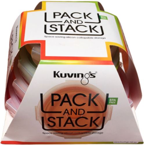 Kuvings Pack & Stack Silicone Collapsible Food Storage Containers 4 Pack - Round