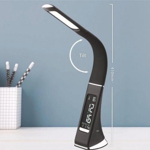 LED Desk Lamp With USB Charging Port & LCD Display Verve Design Black Angus