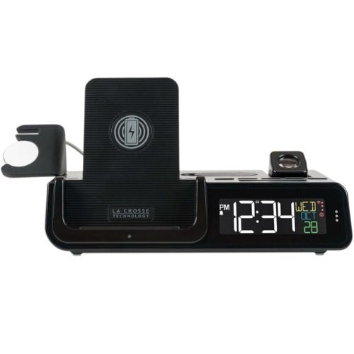 La Crosse Technology Digital Alarm Clock with Wireless Charging Pad - Black