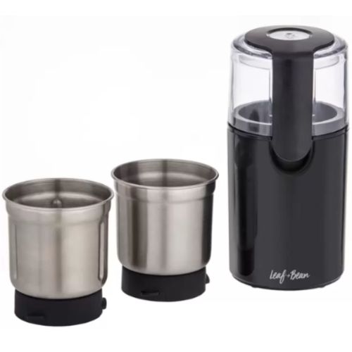 Leaf & Bean 2-in-1 Electric Coffee and Spice Grinder w/ 2 Stainless Steel Bowls
