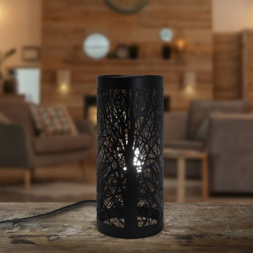 Luce Bella Forest Decorative Table Lamp with Metal Cylindrical Shade - Black