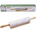 Marble Rolling Pin With Wooden Base Cradle For Pastries And Dough - Grey