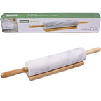 Marble Rolling Pin With Wooden Base Cradle For Pastries And Dough - Grey