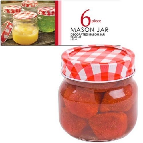 Mason Preserving Jars With Lid Storage Glass Jar Container 250ml - Set of 6
