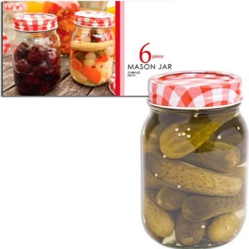 Mason Preserving Jars With Lid Storage Glass Jar Container 500ml - Set of 6