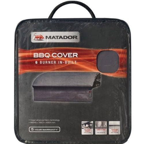 Matador 6 Burner Built-In BBQ Cover Built In Handles Fix-N-Free Straps +3Yr WTY