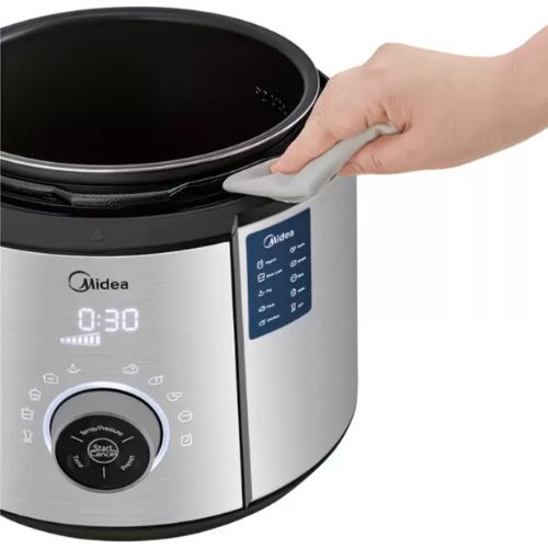 Midea 6L Electric Digital Pressure Cooker w 10 Pre-Set Cooking Programs, Silver