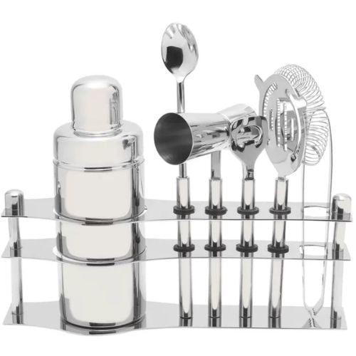 Mikasa Cocktail Shaker Set 6 Piece Stainless Steel Bartender Kit With Stand