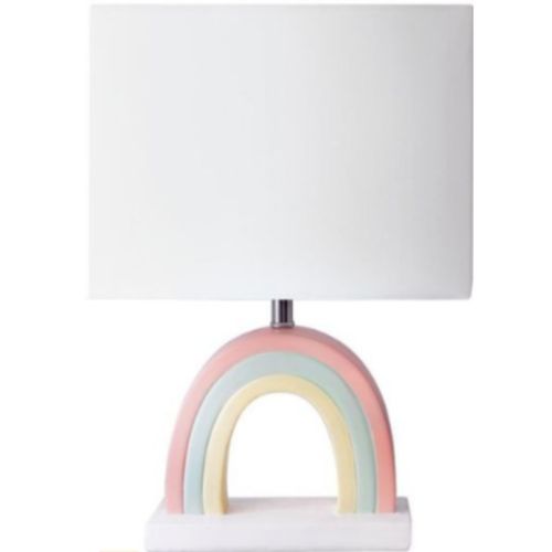 Mirabella Hope Resin Rainbow Light Table Lamp With White Shade and Ceramic Base