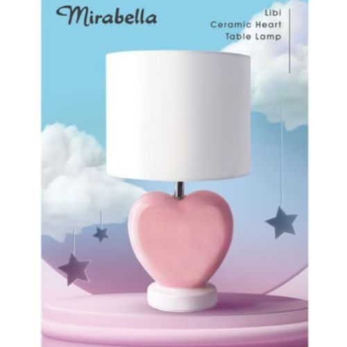 Mirabella Libi Heart Table Lamp with Ceramic Base and White Shade