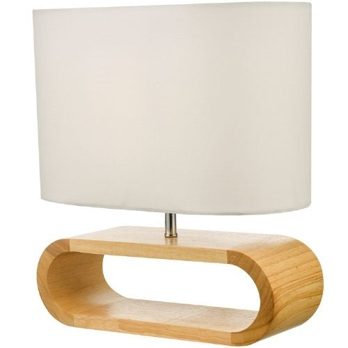 Modern Table Lamp Bedside Lighting Wooden Desk Reading Lights, Light Brown White