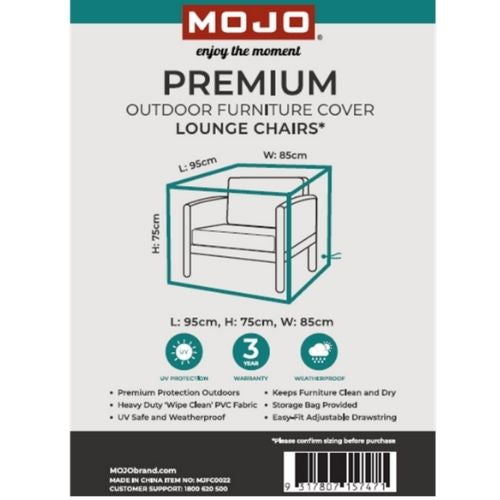 Mojo Premium Furniture Cover For Single Lounge Chair Protection Outdoor Covers