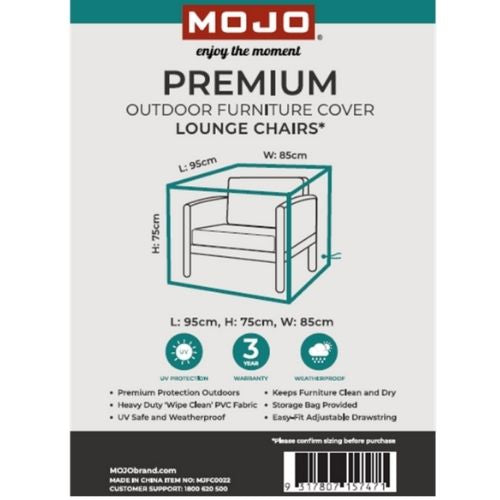 Mojo Premium Furniture Cover For Single Lounge Chair Protection Outdoor Covers