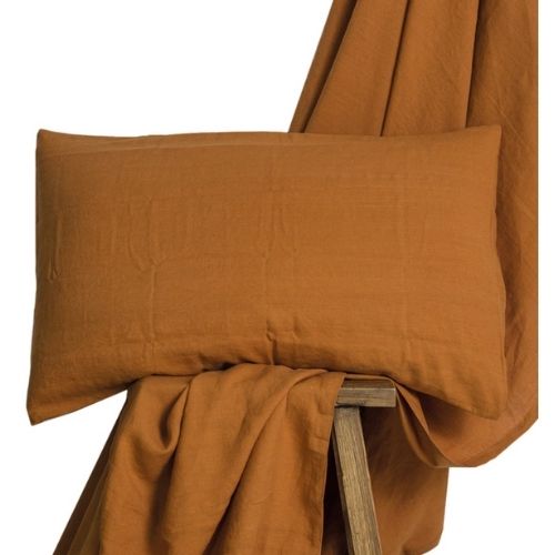 Moran Home Linen Pillowcase 2 Pack Cushion Cover Pillow Cases 48 x 74cm Cinnamon