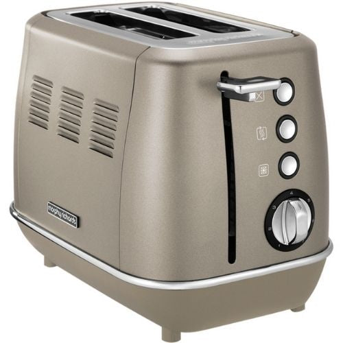 Morphy Richards 2 Slice Electric Toaster 900W With Crumb Tray Metallics Platinum