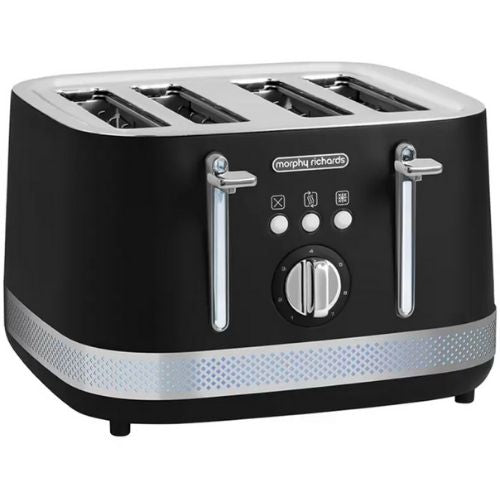 Morphy Richards Toaster 4 Slice Electric Crumb Tray Toast Cancel Reheat - Black