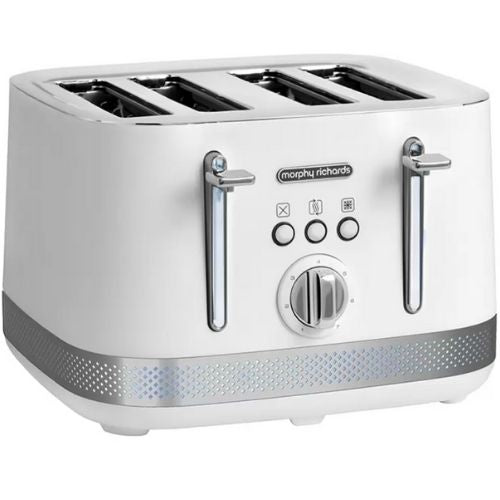 Morphy Richards Toaster 4 Slice Electric Crumb Tray Toast Cancel Reheat - White