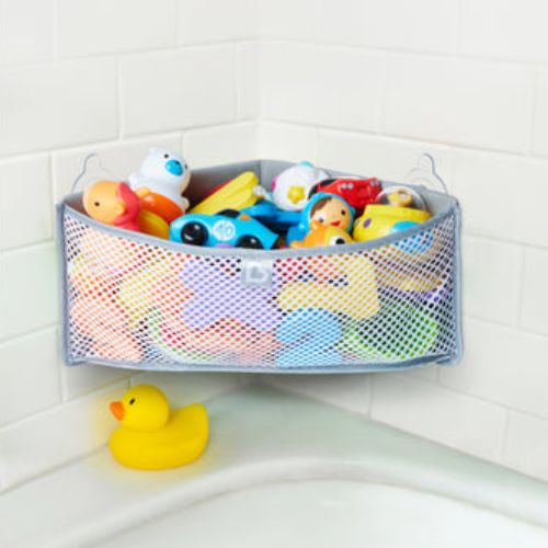 Munchkin High N' Dry Corner Bath Toys Organizer, Bathtub Storage Bag Toys Holder