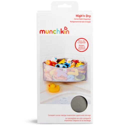 Munchkin High N' Dry Corner Bath Toys Organizer, Bathtub Storage Bag Toys Holder