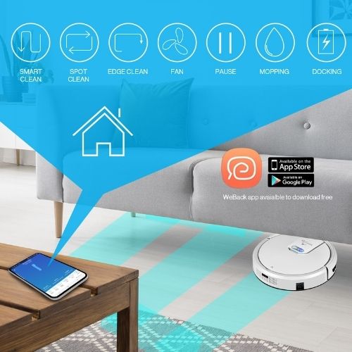 MyGenie WI-FI GMAX Robotic Vacuum Cleaner Wet & Dry Mop WiFi App Control - White