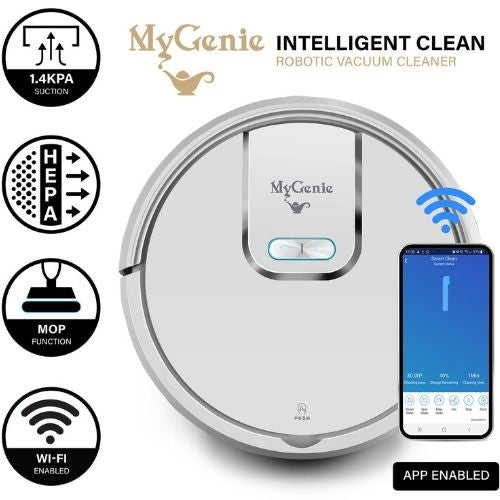 MyGenie WI-FI GMAX Robotic Vacuum Cleaner Wet & Dry Mop WiFi App Control - White