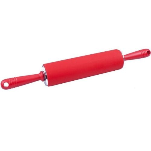 Rolling Pin Non-Stick Silicone Roller Kitchen Baking Tool 49cmx6cm - RED