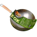 Stir Fry Pan Carbon Steel, Wood Handle Chinese Wok 27cm D.Line Professional
