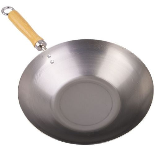 Stir Fry Pan Carbon Steel, Wood Handle Chinese Wok 27cm D.Line Professional