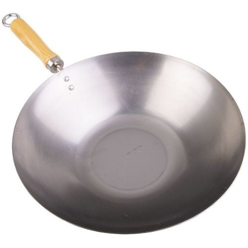 Stir Fry Pan Carbon Steel, Wood Handle Chinese Wok 30cm D.Line Professional
