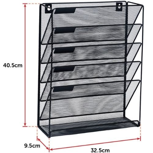 Wall Mount 6 Pocket Hanging File Sorter Organizer Folder Holder Rack Storage