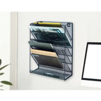 Wall Mount 6 Pocket Hanging File Sorter Organizer Folder Holder Rack Storage