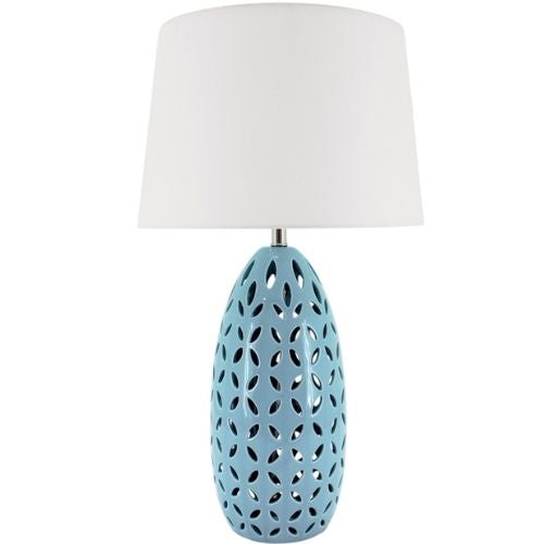 NF Living Kiran Ceramic Table Lamp Bedroom Desk Light with Linen Shade Turquoise