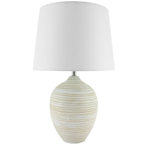 NF Living Luken Table Lamp Natural Ceramic Bedroom Bedside Desk Light, Off-White