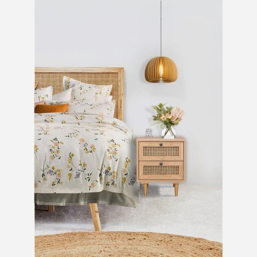 Natura Rattan Bedside Table Bedroom Side Cabinet Furniture With 2 Drawers