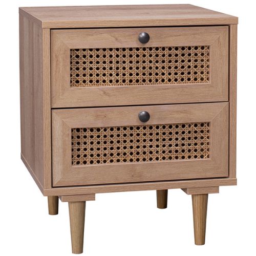 Natura Rattan Bedside Table Bedroom Side Cabinet Furniture With 2 Drawers