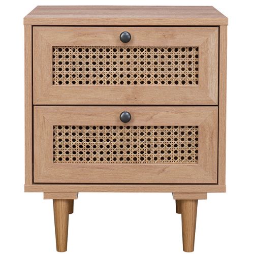 Natura Rattan Bedside Table Bedroom Side Cabinet Furniture With 2 Drawers