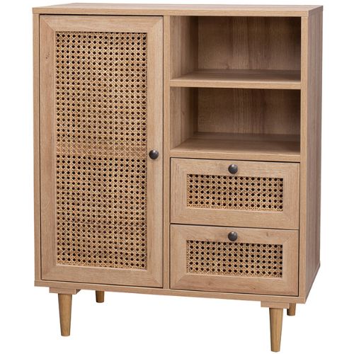 Natural Rattan Buffet Sideboard Storage Cabinet Hallway Table With Drawers