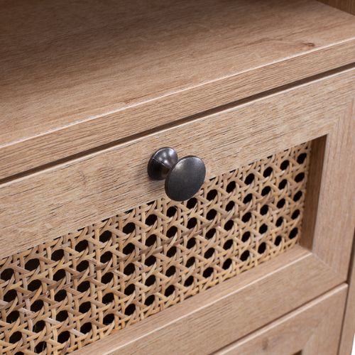 Natural Rattan Buffet Sideboard Storage Cabinet Hallway Table With Drawers